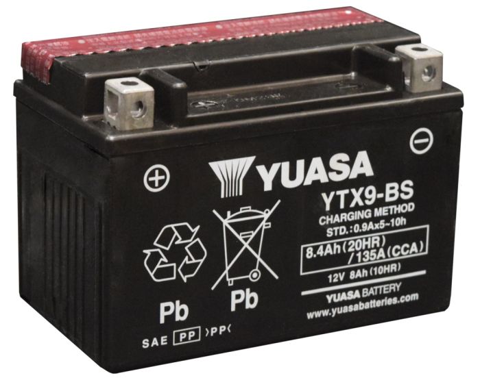 YUASA YTX9-BS Maintenance-Free 12 Volt Motorcycle Battery