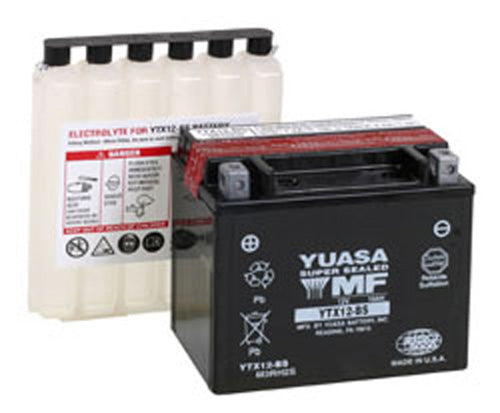 YUASA YTX12-BS Maintenance Free 12 Volt Battery for Powersports and Motorcycle Applications