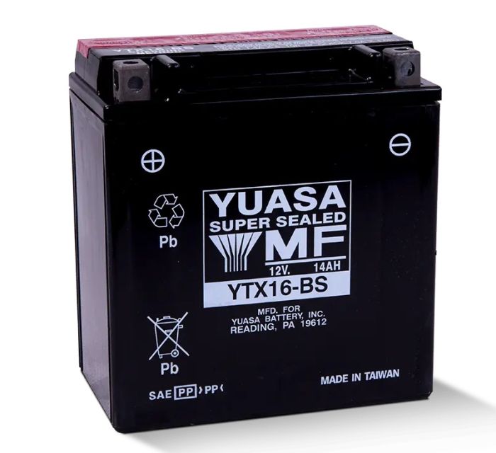 Yuasa YTX16-BS Maintenance-Free 12V Battery - Reliable Motorcycle Power