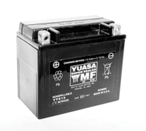 YUASA YTX12 Factory Activated Maintenance-Free 12 Volt Battery