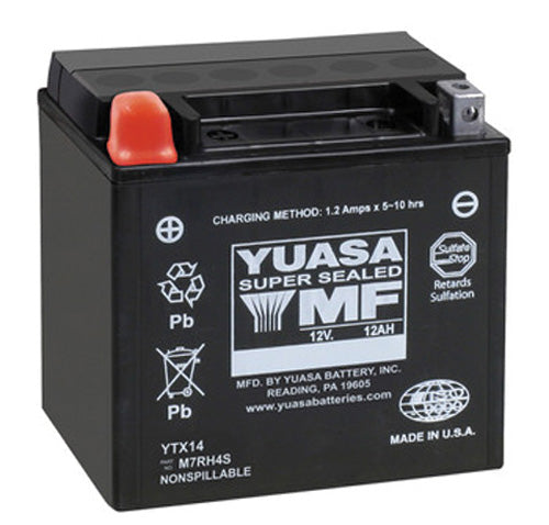 YUASA YTX14 Factory Activated Maintenance-Free 12V Battery