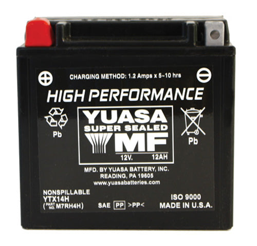 YUASA YTX14H Factory Activated Maintenance-Free 12 Volt Battery