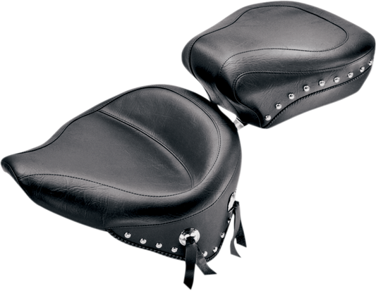 MUSTANG Wide Rear Seat - Studded - Black - Softail '84-'99 75509