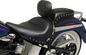 MUSTANG Wide Solo Seat - With Backrest - Black - Studded w/ Concho - FLSTN '05-'17 79913