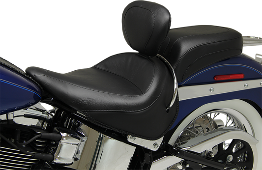MUSTANG Wide Solo Seat - With Backrest - Vintage - Black - Smooth - FLSTN '05-'17 79914