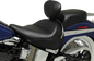 MUSTANG Wide Solo Seat - With Backrest - Vintage - Black - Smooth - FLSTN '05-'17 79914
