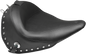 MUSTANG Wide Solo Seat - With Backrest - Black - Studded w/ Concho - FLSTC '16-'17 79915