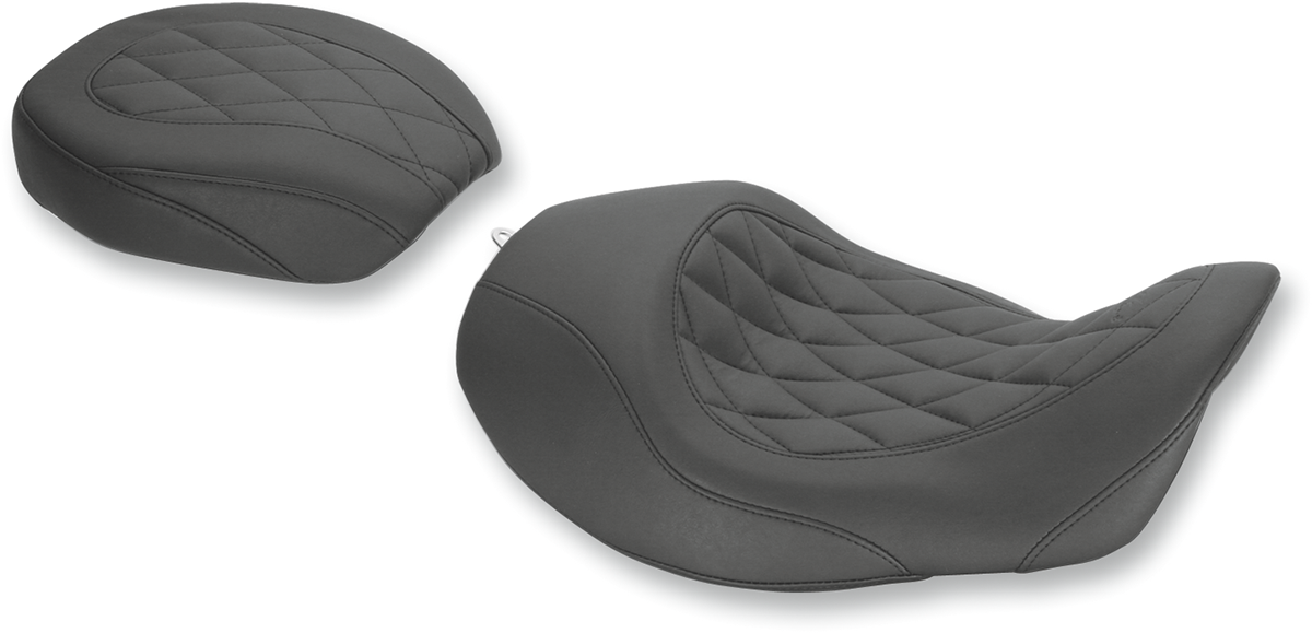 MUSTANG Forward Wide Tripper Solo Seat - Diamond - Black - Dyna '06-'17 76710