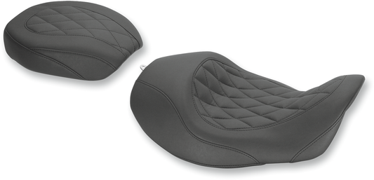 MUSTANG Forward Wide Tripper Solo Seat - Diamond - Black - Dyna '06-'17 76710