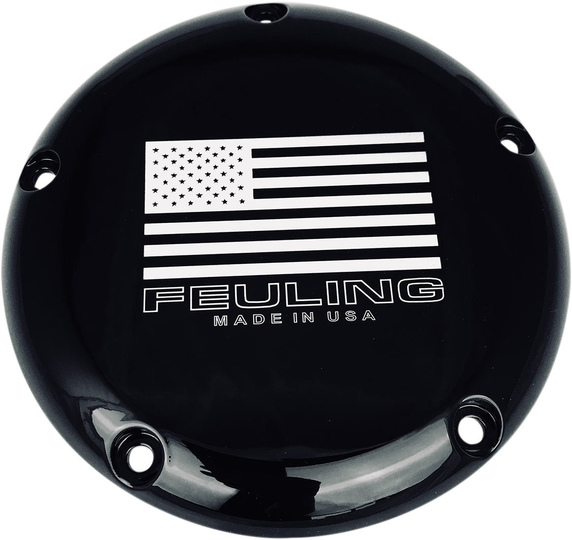 FEULING PARTS Derby Cover with Contrast Lasered American Flag - Black - 5 Hole - Big Twin 9154