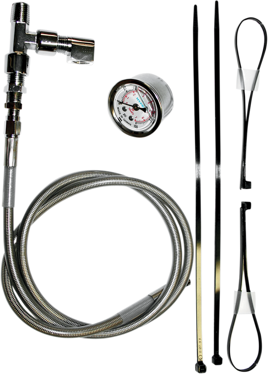 FEULING PARTS Remote Oil Pressure Gauge/Line Kit - Stainless/Chrome - HD 9018