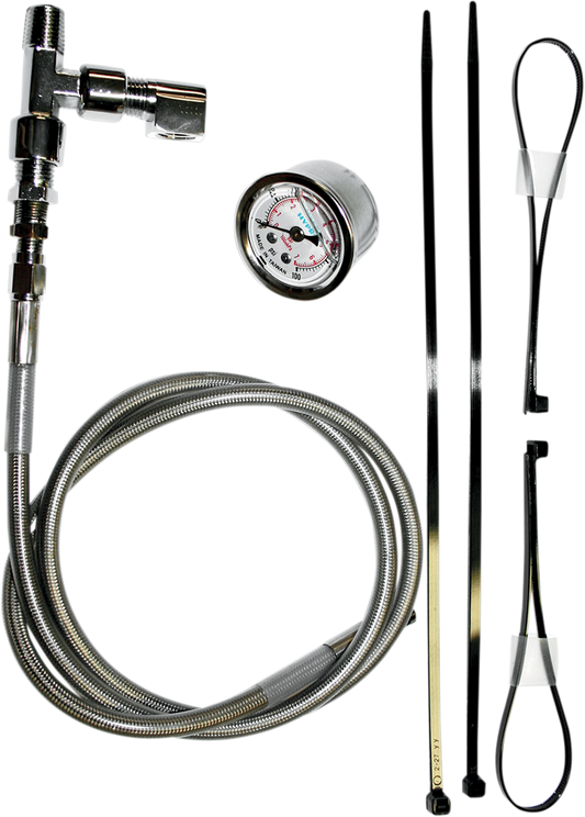 FEULING PARTS Remote Oil Pressure Gauge/Line Kit - Stainless/Chrome - HD 9018