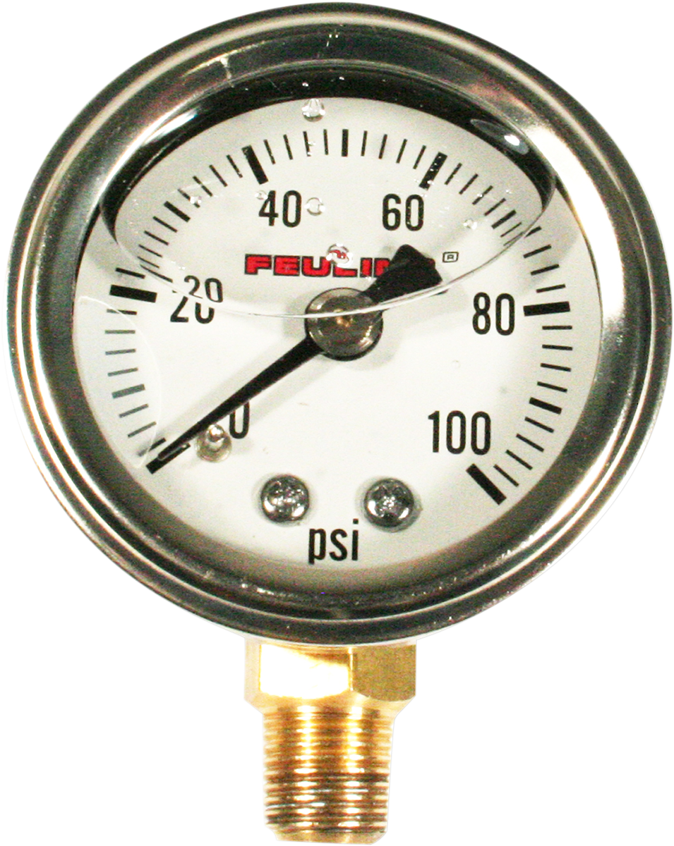 FEULING PARTS Liquid Filled Oil Pressure Gauge - 1.5" Dial - 1/8" NPT Bottom Port - White Face 9040