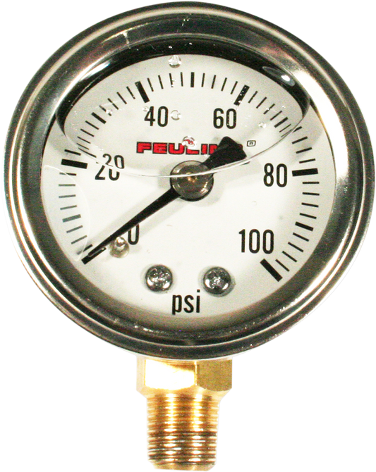 FEULING PARTS Liquid Filled Oil Pressure Gauge - 1.5" Dial - 1/8" NPT Bottom Port - White Face 9040