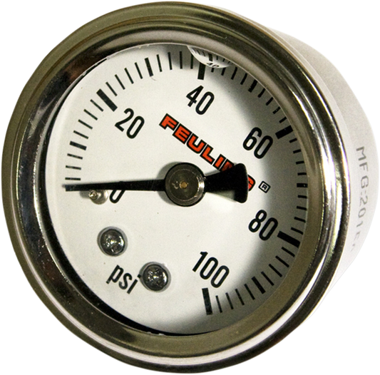 FEULING PARTS Liquid Filled Oil Pressure Gauge - 1.5" Dial - 1/8" Back Port - White Face 9042