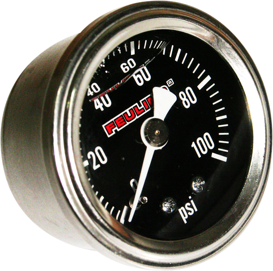 FEULING PARTS Liquid Filled Oil Pressure Gauge - 1.5" Dial - 1/8" Back Port - Black Face 9043