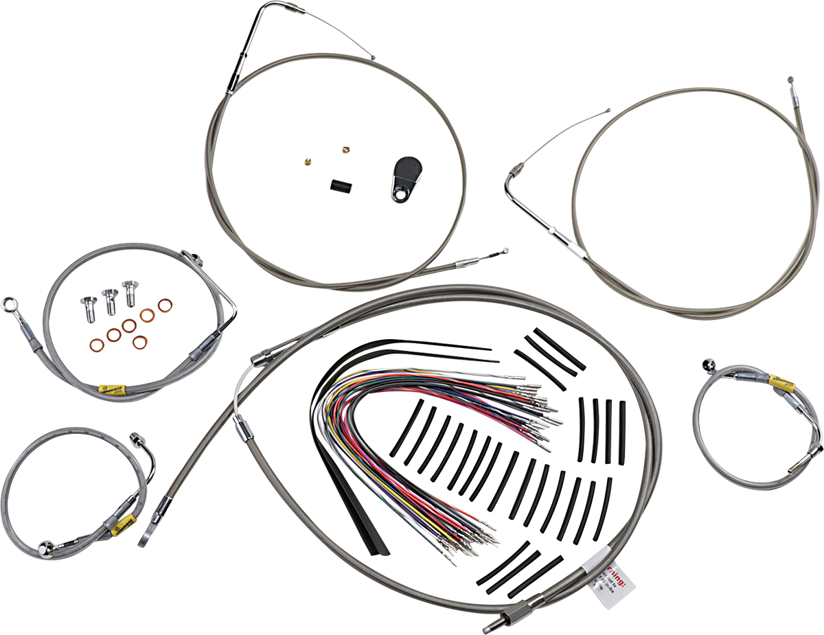 BURLY BRAND Control Kit for Early Touring Bikes with Bagger Bar Handlebars - 15" - Non-Cruise - Stainless B30-1293