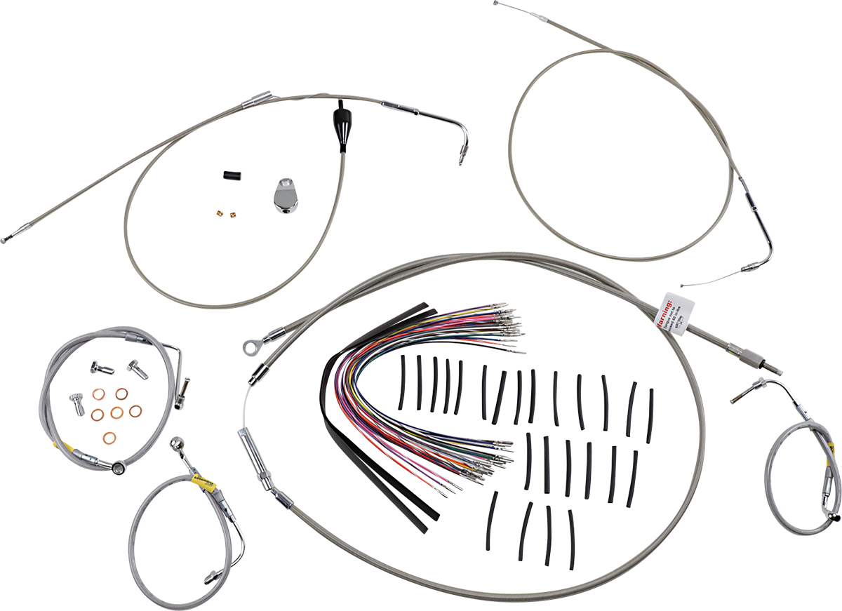BURLY BRAND Control Kit for Early Touring Bikes with Bagger Bar Handlebars - 15" - Cruise - Stainless B30-1297