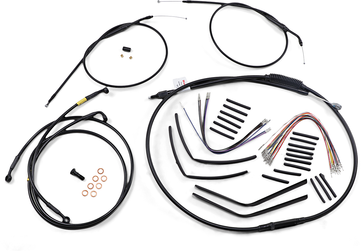 BURLY BRAND Jail Bar Cable Kit - 12" Handlebars - Black Vinyl - '96-'05 Dyna B30-1190