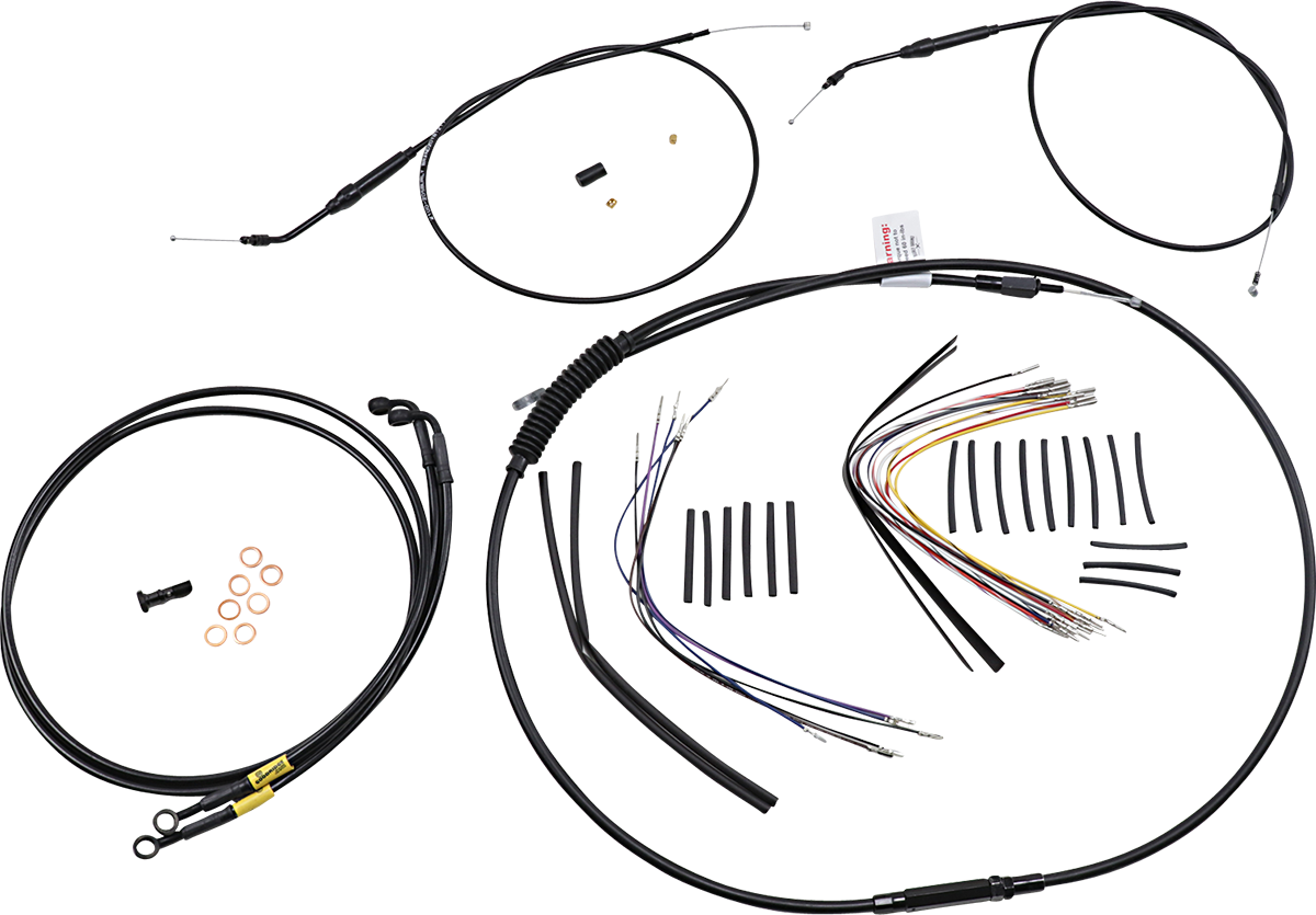 BURLY BRAND Jail Bar Cable Kit - 14" Handlebars - Black Vinyl - '96-'05 Dyna B30-1191