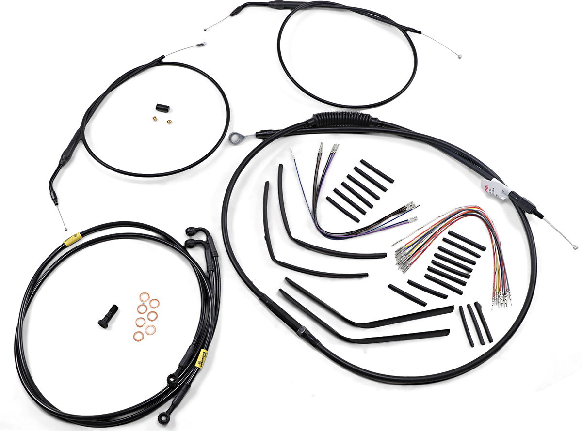 BURLY BRAND Jail Bar Cable Kit - 12" Handlebars - Black Vinyl - '08-'11 FXDF B30-1195