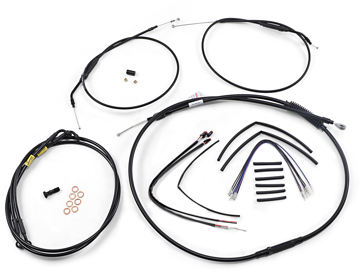 BURLY BRAND Jail Bar Cable Kit - 12" Handlebars - Black Vinyl - '12-'17 Dyna B30-1200