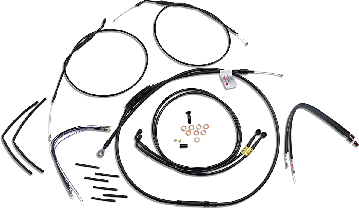 BURLY BRAND Jail Bar Cable Kit - 14" Handlebars - Black Vinyl - '12-'17 Dyna B30-1201