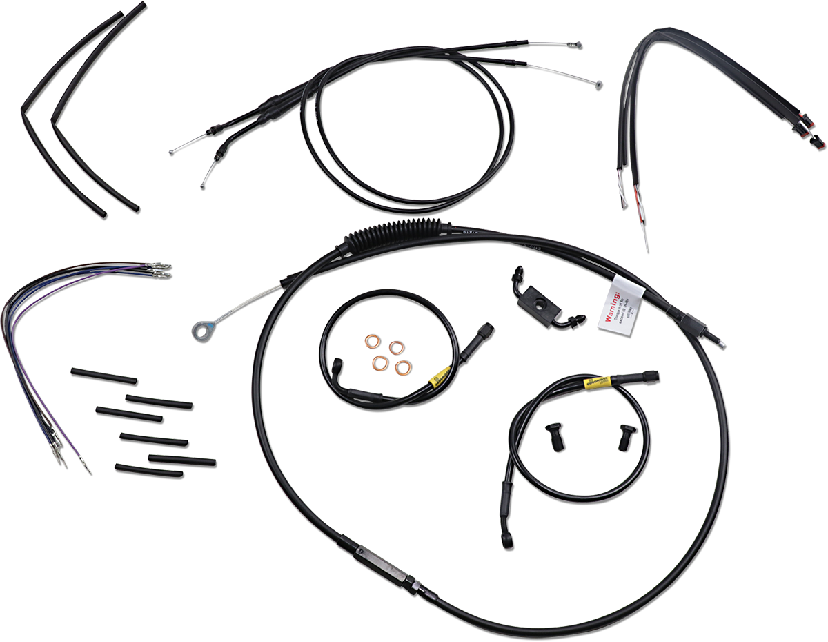 BURLY BRAND Jail Bar Cable Kit - 12" Handlebars - Black Vinyl - '12-'17 FXDWG B30-1212