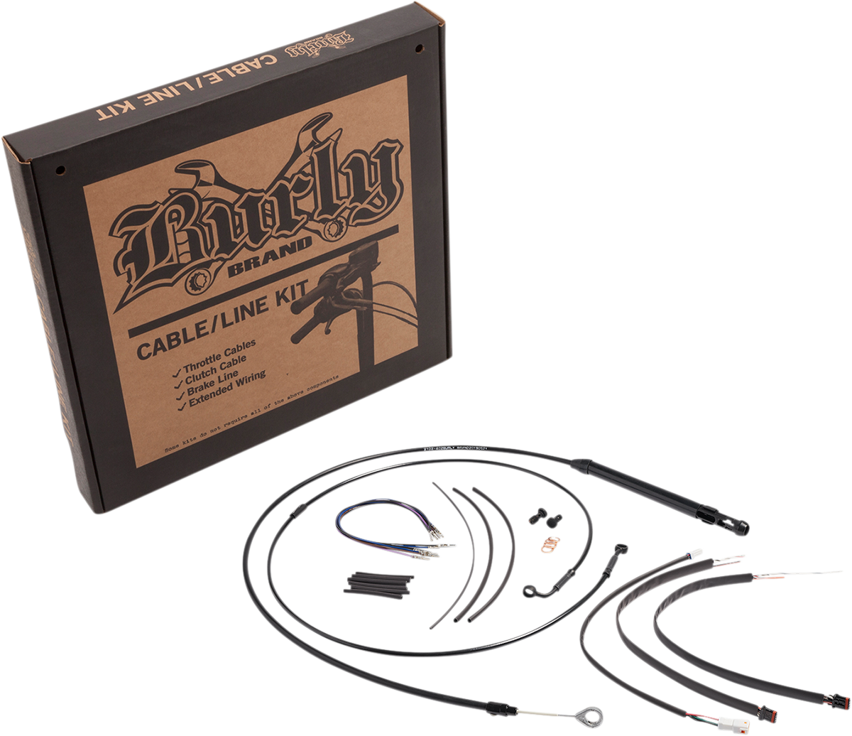BURLY BRAND Handlebar Cable/Brake Line Kit for Burly Ape Handlebars - 14" Gorilla - Softail/Touring - Black B30-1240