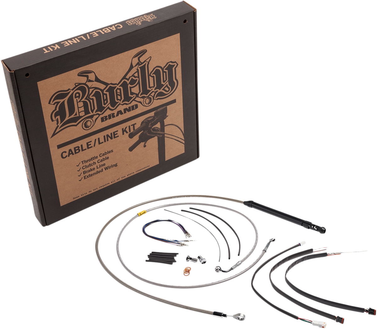 BURLY BRAND Handlebar Cable/Brake Line Kit for Burly Ape Handlebars - 16" Gorilla - FLSL - Stainless B30-1250