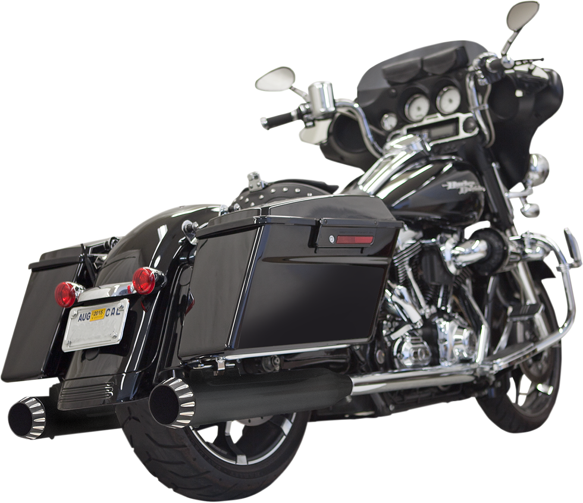 BASSANI XHAUST Quiet DNT® Slip-On Mufflers - 4" - Megaphone - Black with Black End Cap - '95-'16 FL 1F7QNT5B