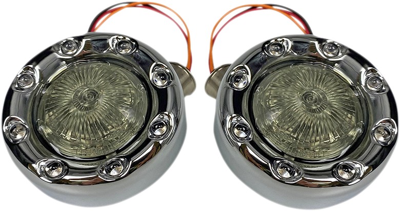 CUSTOM DYNAMICS Bullet Turn Signal 1157 - Chrome - Red Lens PB-BR-RR-57-CR