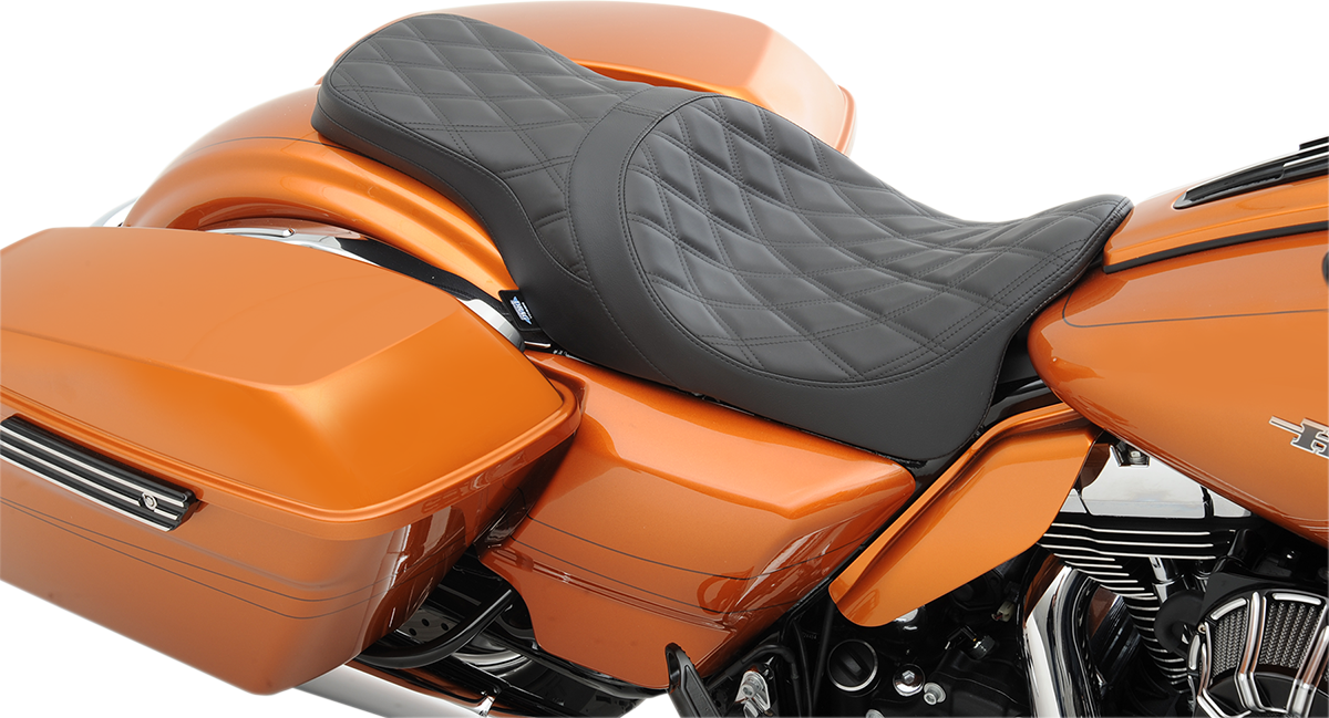 DRAG SPECIALTIES SEATS Forward Positioned Predator 2-Up Seat - Double Diamond - Black Stitching - FL '08-'23 0801-1265